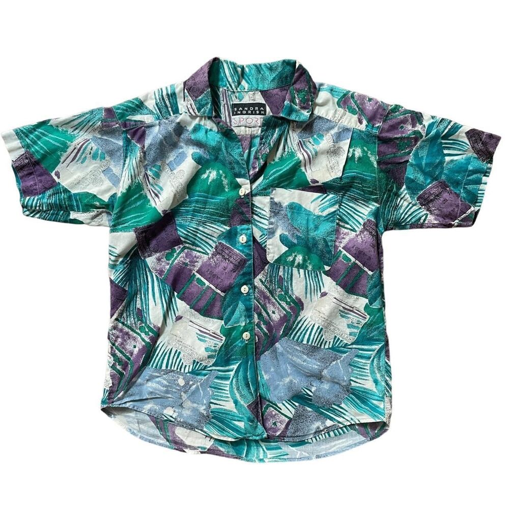 Vintage Blue, Green, and Purple Capri, Italy Sandra Ingrish Sport Short Sleeve C